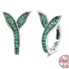 Green CZ Flower Buds Hoop Earrings – S925 Sterling Silver