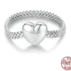 Simulated Heart-shaped Engagement Sized Ring with Chain Detail Size 6-8 – S925 Sterling Silver