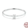Basic Charm Bangle with Classic Shell Clasp 17-19cm (6.7-7.5in) – S925 Sterling Silver