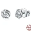 Romantic Rose Flower Stud Earrings – S925 Sterling Silver