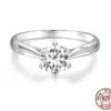 1ct Round Diamond Solitaire Moissanite Ring, D Color VVS1 EX – S925 Sterling Silver