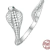 Adjustable Cobra Open Snake Ring with Pave Setting CZ – S925 Sterling Silver