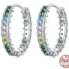Colorful Zirconium Hoop Earrings – S925 Sterling Silver