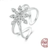 Adjustable Geometric Fantasy Snowflake Opening Ring – S925 Sterling Silver
