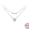 Double-layer Necklace with Halo Heart Moissanite Pendant – S925 Sterling Silver