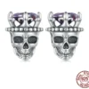 Retro Skeleton King Skull Stud Earrings for Halloween – S925 Sterling Silver