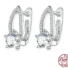 Brilliant Round Zircon Ear Buckle Hoop Earrings – S925 Sterling Silver
