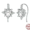 Shiny Clear Square Zircon Ear Hook Earrings – S925 Sterling Silver