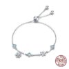 Blue Cubic Zircon Snowflake Chain Link Winter Snowflake Bracelet – S925 Sterling Silver