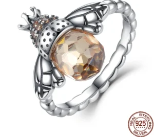 Elegant Honey Bumblebee Ring Size 5-9 – S925 Sterling Silver