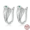 Cobra U-shaped Hoop Earrings Pave Setting CZ – S925 Sterling Silver