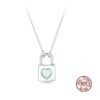 Blue Heart Lock Pendant Necklace – S925 Sterling Silver