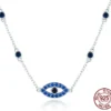 Blue Zircon Guardian Eye Chain Necklace – S925 Sterling Silver