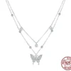 Double-layer Tassel Butterfly Necklace – S925 Sterling Silver
