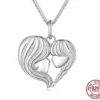 Mother and Daughter Heart Shape Pendant Necklace – S925 Sterling Silver