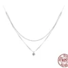 Shiny Zircon Double Layer Pendant Chain Necklace – S925 Sterling Silver