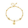 Gold Pearl Flower Anklet – Elegant Stainless Steel Adjustable Foot Jewelry (20+5.5cm / 7.87”+2.16”)